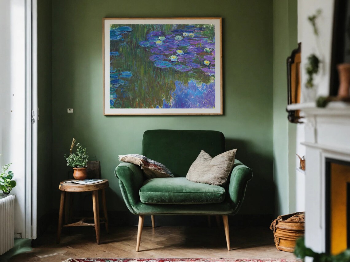 Claude Monet Water Lilies Blue Purple Pond Impressionist Painting Poster - Image 5