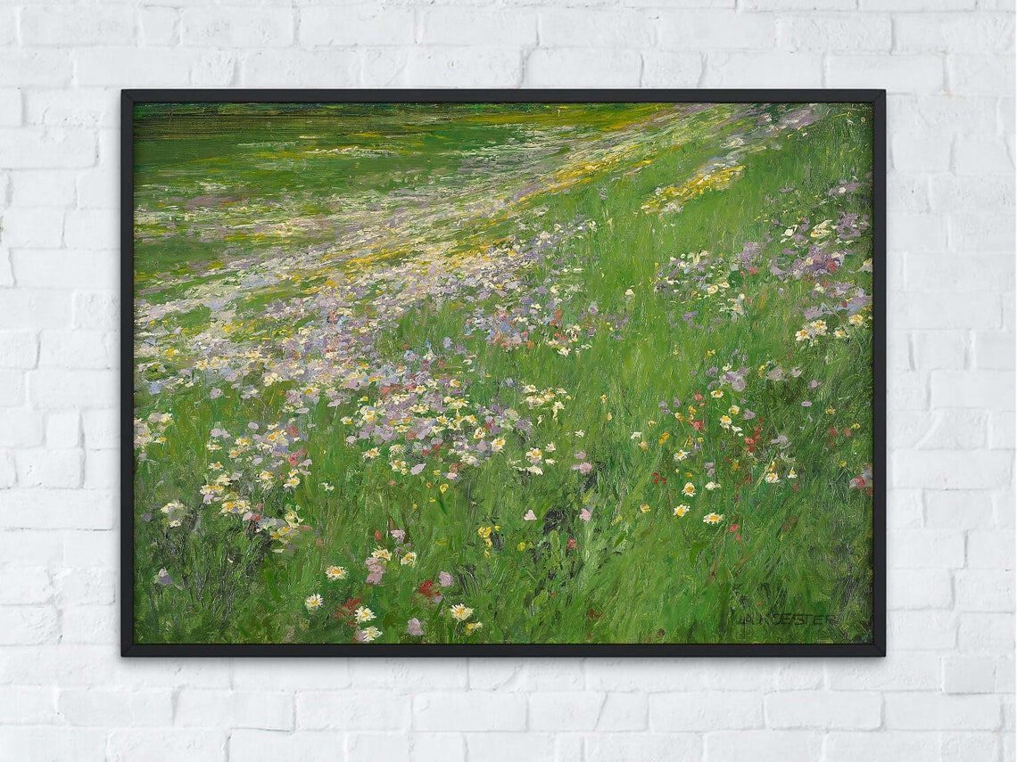 Muted Meadow Wildflowers Painting Flower Meadow Vintage Landscape Painting Print Farmhouse Wall Decor Wildflower Art Print Wall Art - Image 4