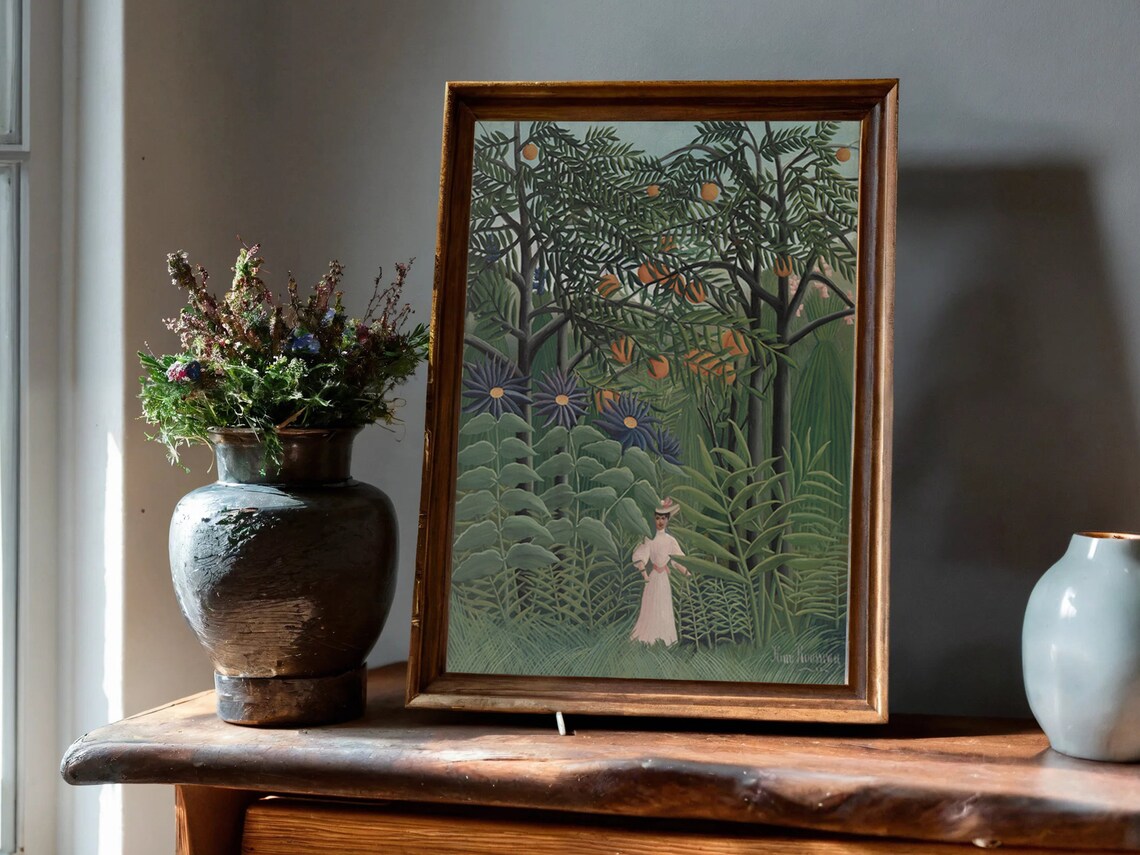 Henri Rousseau Woman Walking in Forest Exotic Tropical Jungle Print - Image 6