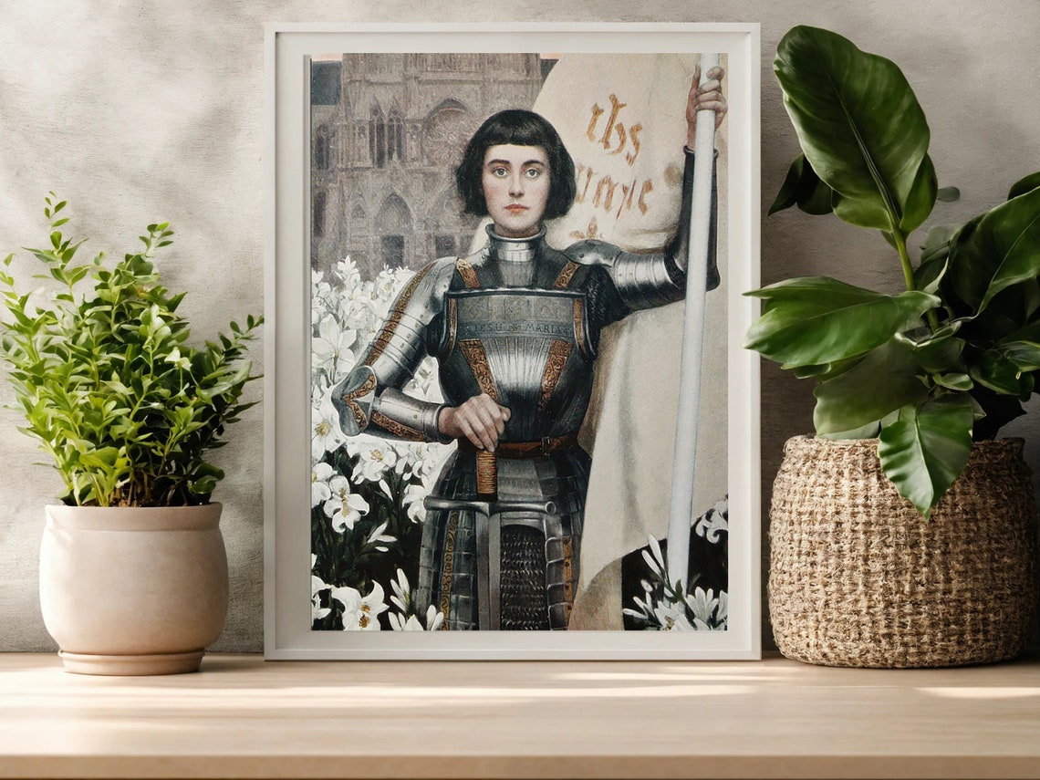 Saint Joan Of Arc Albert Lynch Exhibition Poster Print Woman Portrait Painting Art Nouveau Painting Vintage Saint Print Powerful Woman