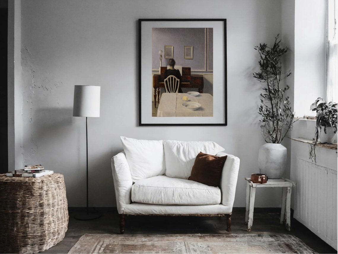 Hammershoi Interior Woman at Piano Muted Danish Masterpiece Poster - Image 6