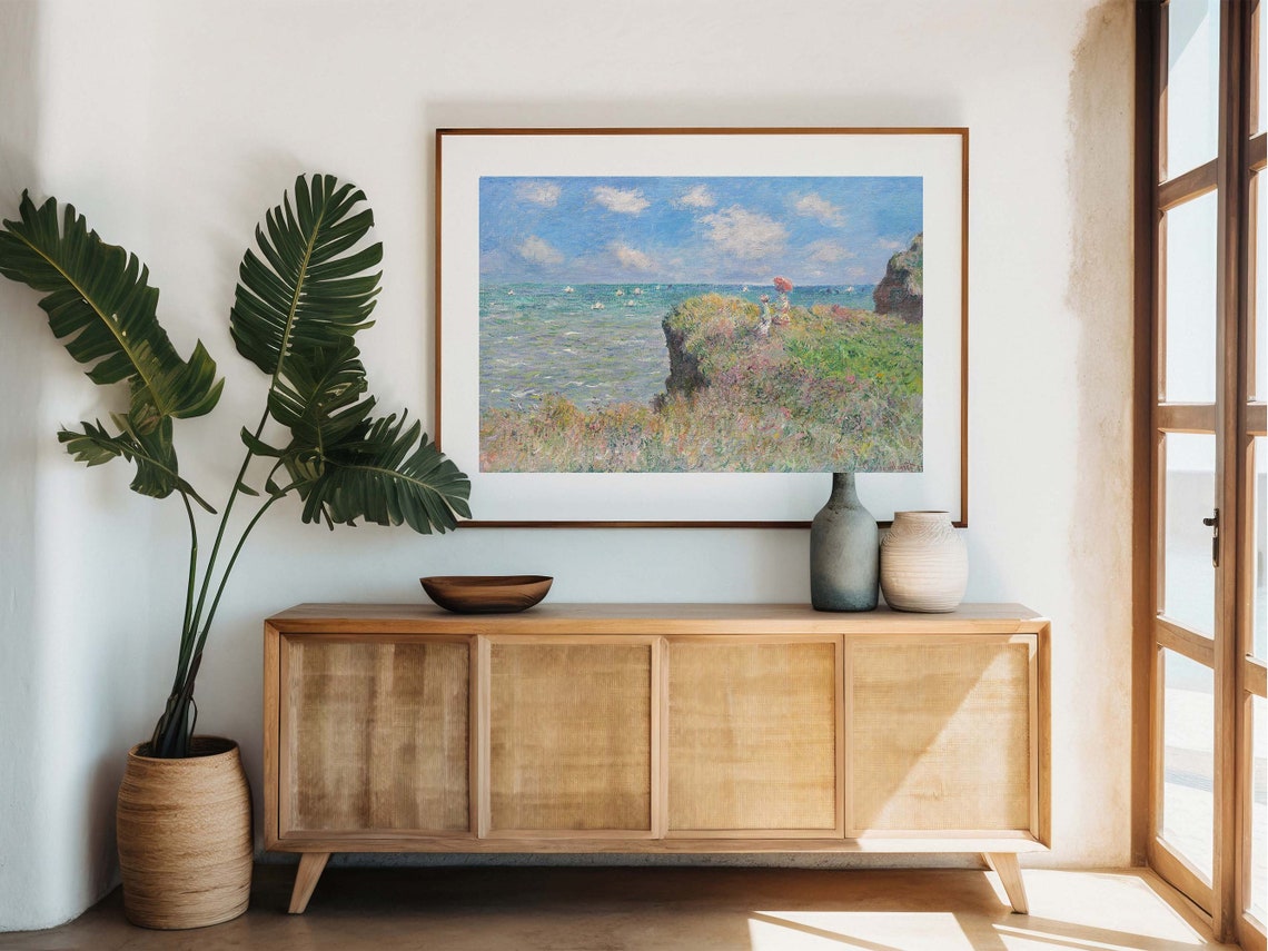 Claude Monet Cliff Walk at Pourville Coastal Impressionist Print - Image 4
