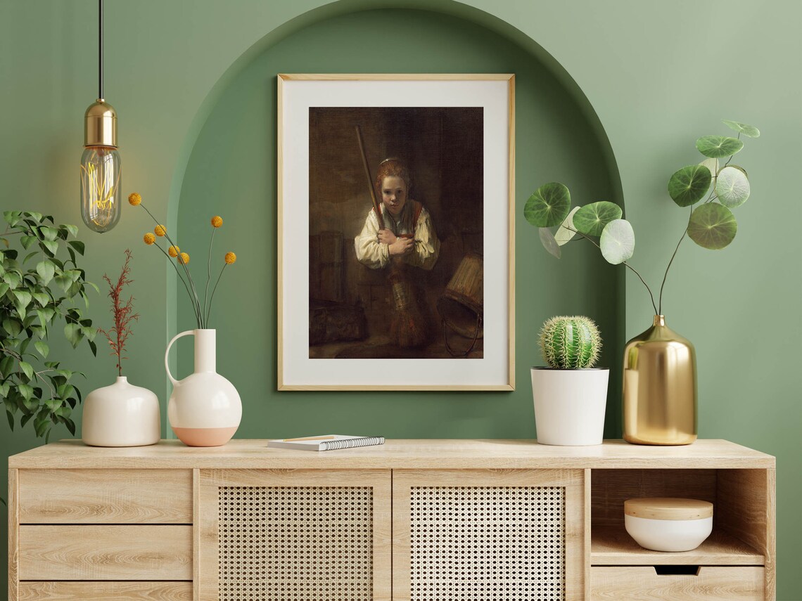 Rembrandt Girl with Broom Dutch Golden Age Portrait Oil Painting Poster - Image 6
