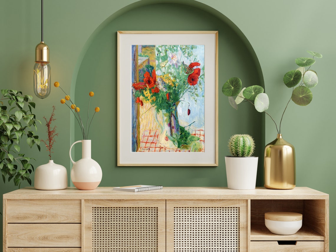 Bonnard Red Poppies Wildflower Bouquet Still Life Art Poster - Image 2