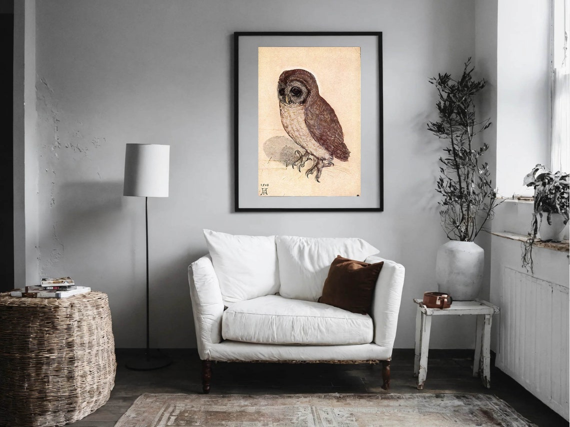 Albrecht Durer Little Owl 1508 Drawing Renaissance Vintage Print - Image 3