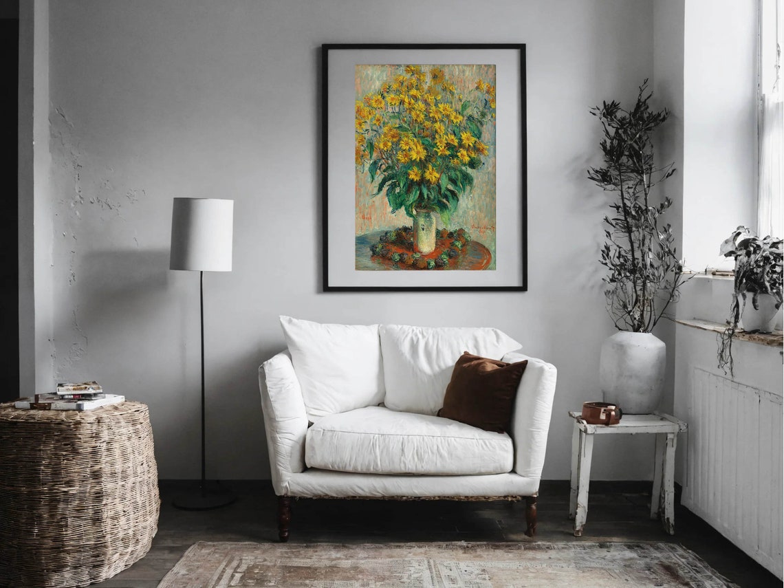 Claude Monet Jerusalem Artichoke Flowers Still Life Vintage Print - Image 3