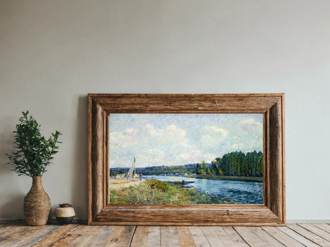 Sailboat on the River Vintage Impressionist River Scene Poster - Image 8