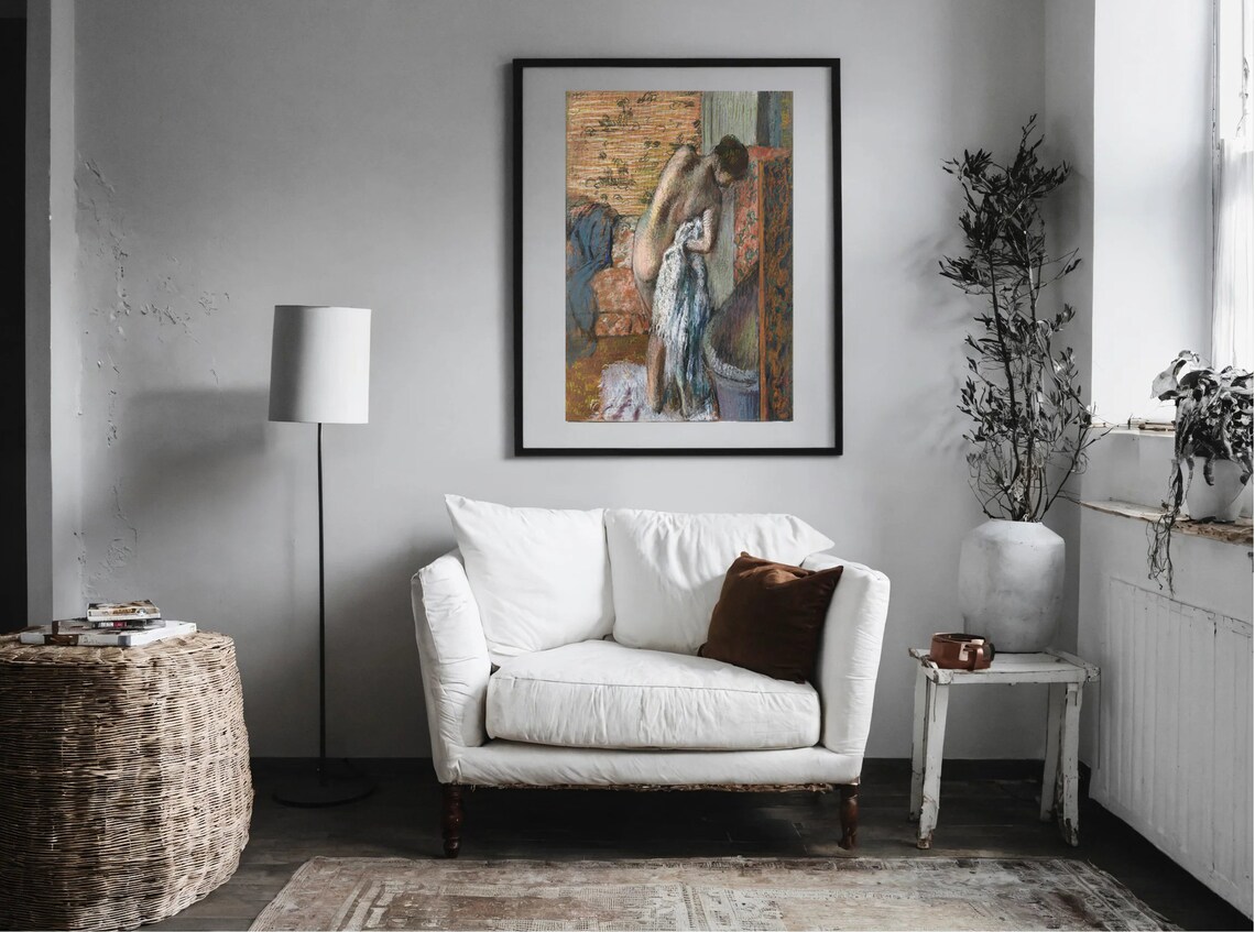 Degas Woman Drying Herself Bath Pastel Figure Impressionist Poster - Image 3