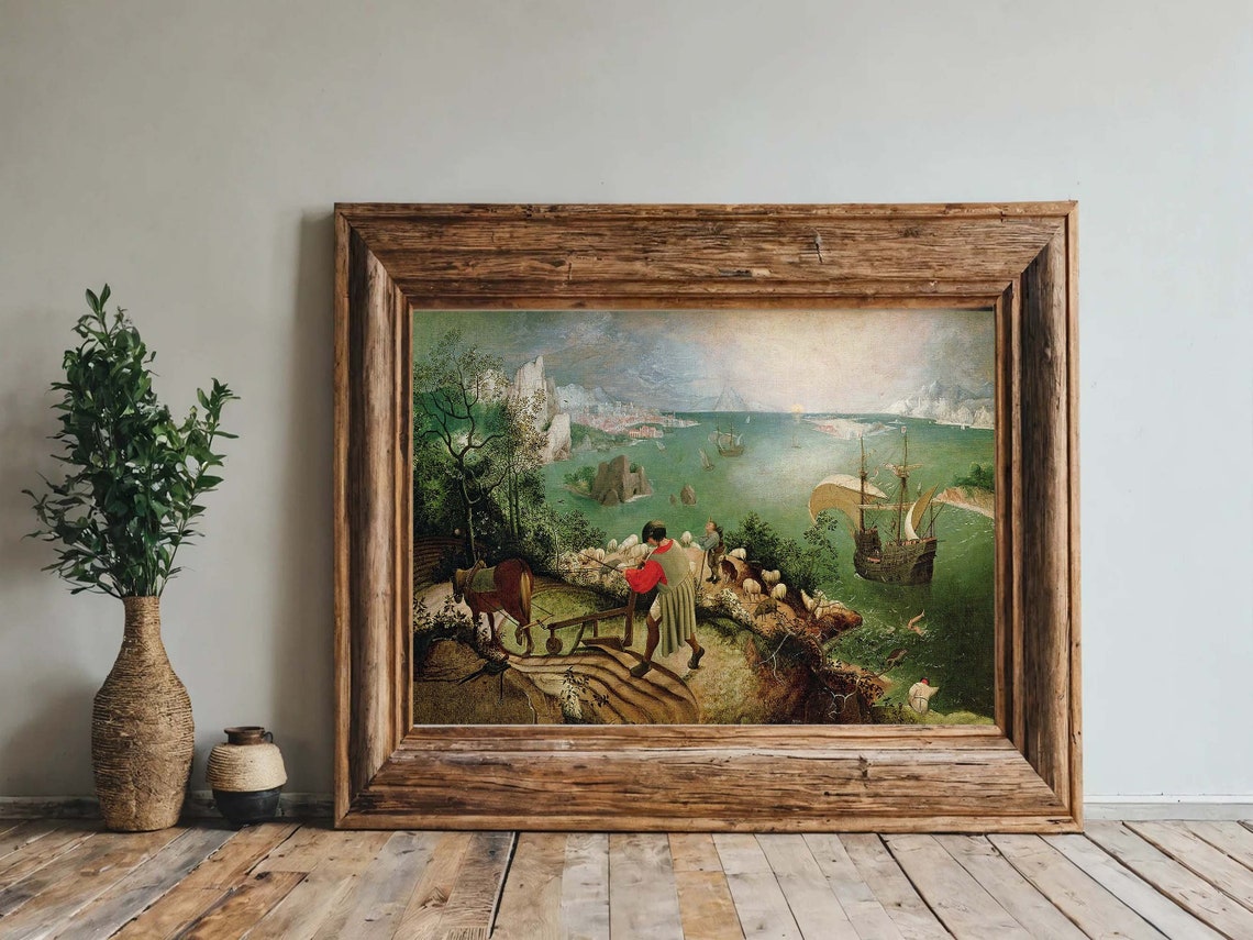 Pieter Bruegel Fall of Icarus Classical Renaissance Landscape Poster