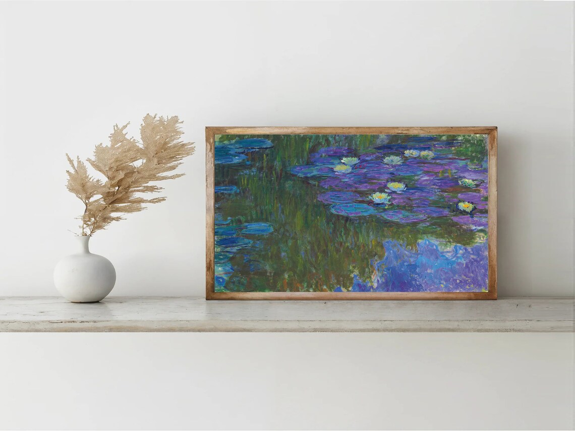 Claude Monet Water Lilies Blue Purple Pond Impressionist Painting Poster - Image 7