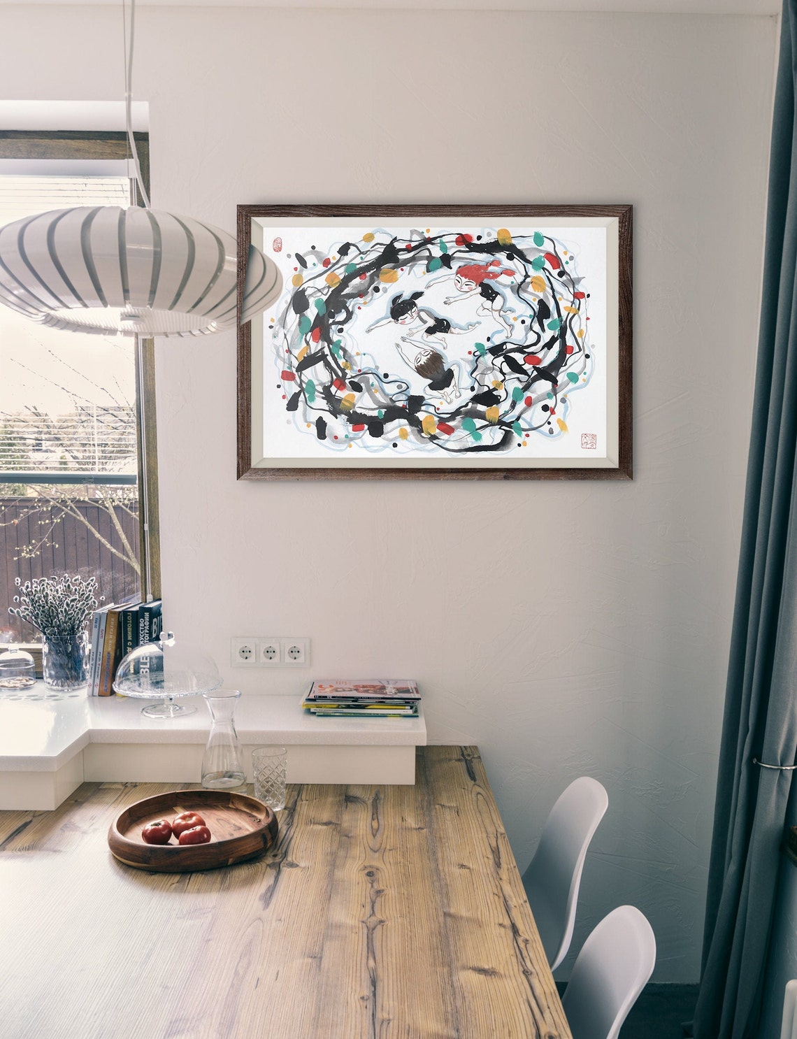 Colorful Art Print Kids Print Painting Friends Painting Print Chinese Painting Print Home Wall Decor Home Warm Up Gift Wall Art - Image 2