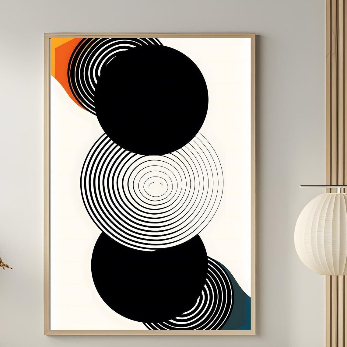 Mid Century Modern Wall Art Neutral Geometric Shapes Art Boho Art Print Abstract Art Print Black Beige Minimal Print