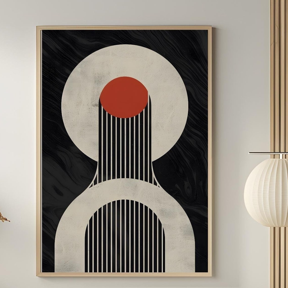 Mid Century Modern Wall Art Abstract Wall Decor Art Print Minimal Black And White Art Print Boho Art Neutral Geometric Shapes Wall Art