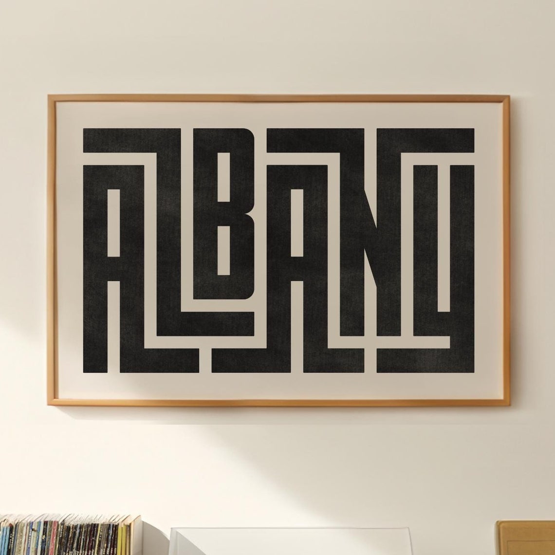 Albany Bold Maze Typography City Name Minimalist Black Poster