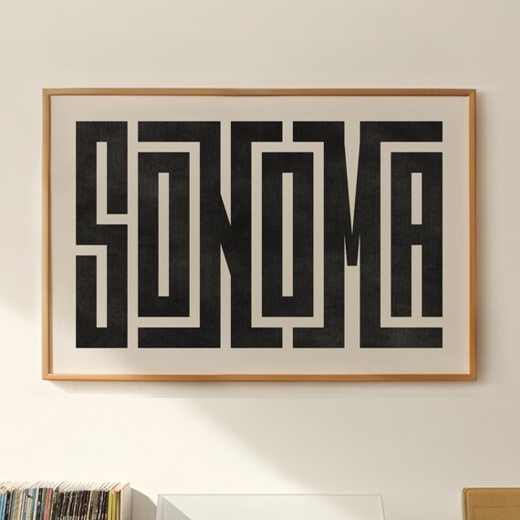 Sonoma Bold Maze Typography City Name Minimalist Black Poster