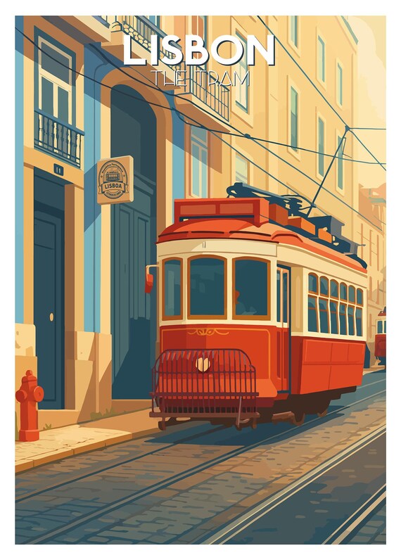 Lisbon Tram Portugal Travel Poster