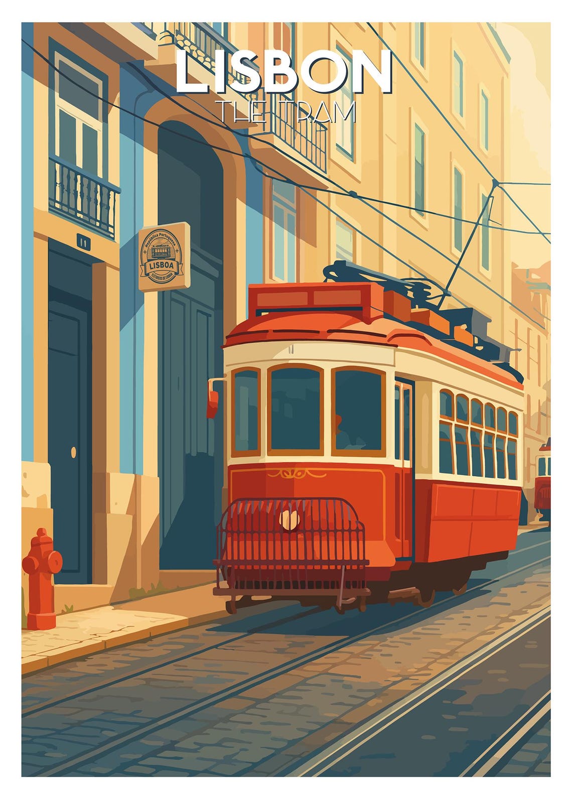 Lisbon Tram Portugal Travel Poster