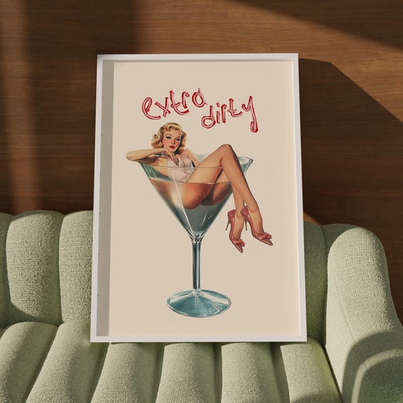 Dirty Martini Art Print Bar Cart Decor Cocktail Poster