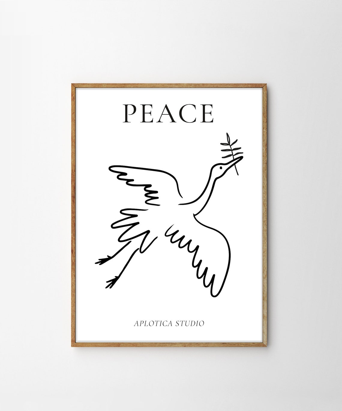 Peace Line Art Crane With Olive Branch Minimalist Bird Poster - Image 4