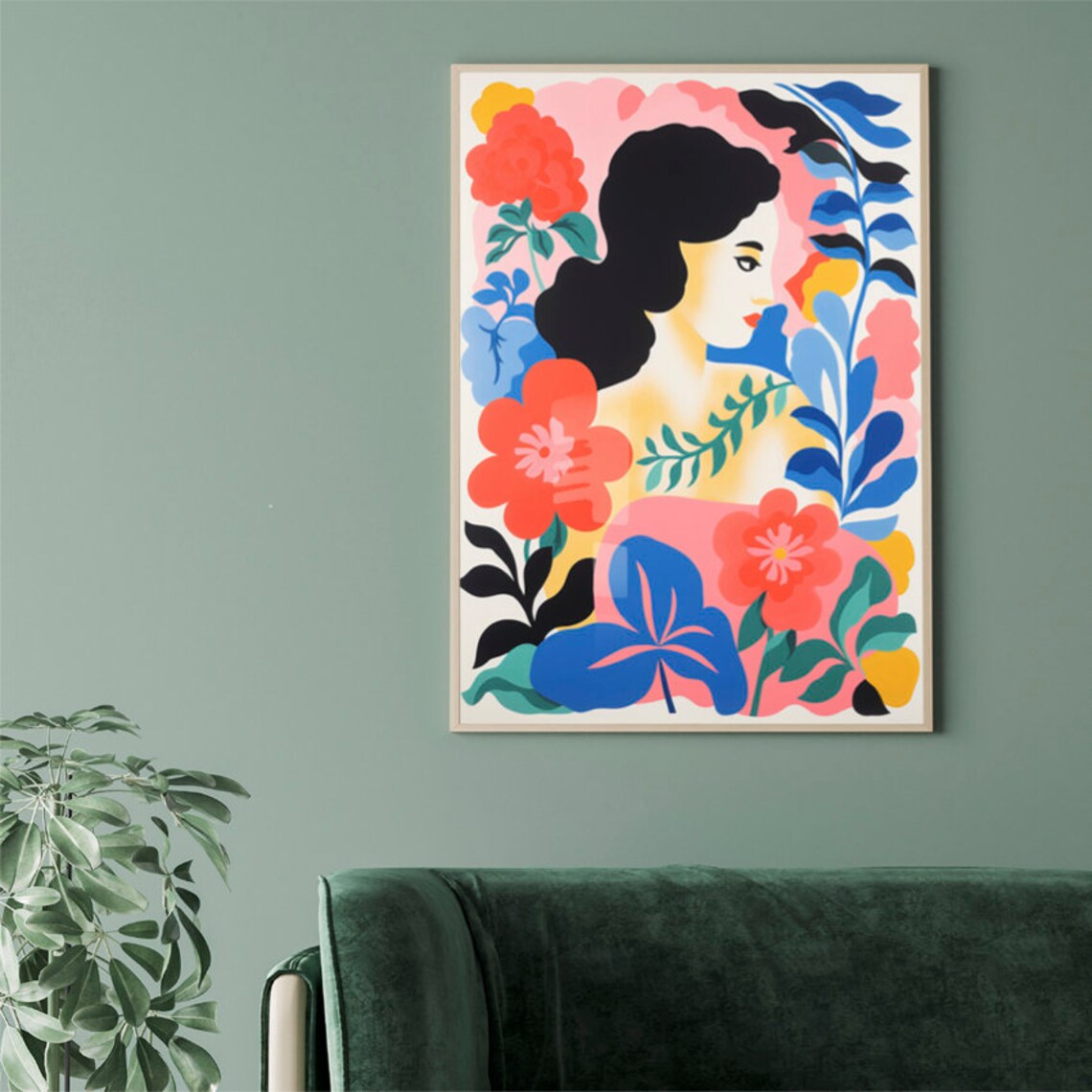 Matisse Inspired Woman Among Colorful Flowers Garden Art Poster - Image 2