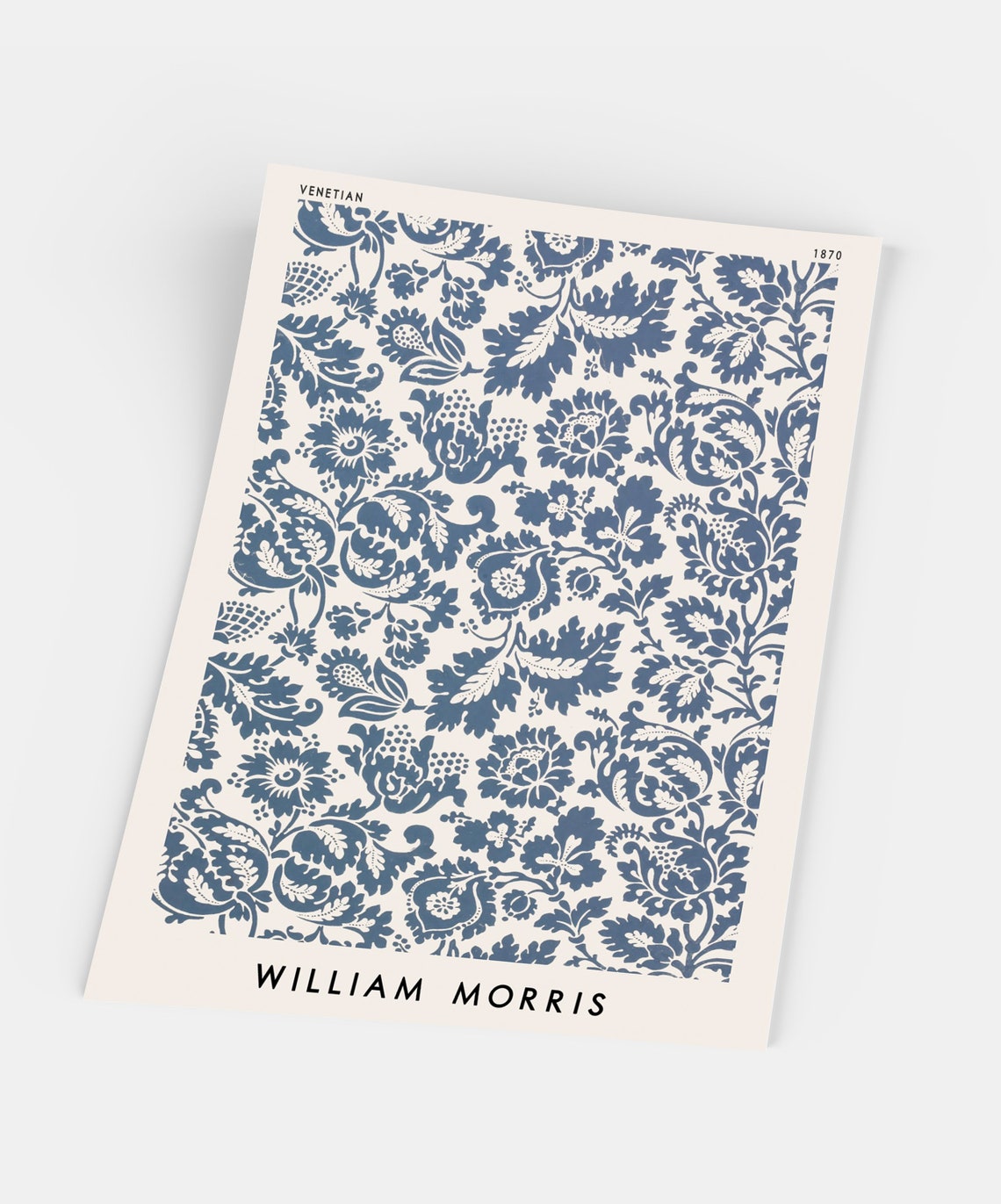 William Morris Venetian 1870 Blue Floral Pattern Vintage Poster - Image 5