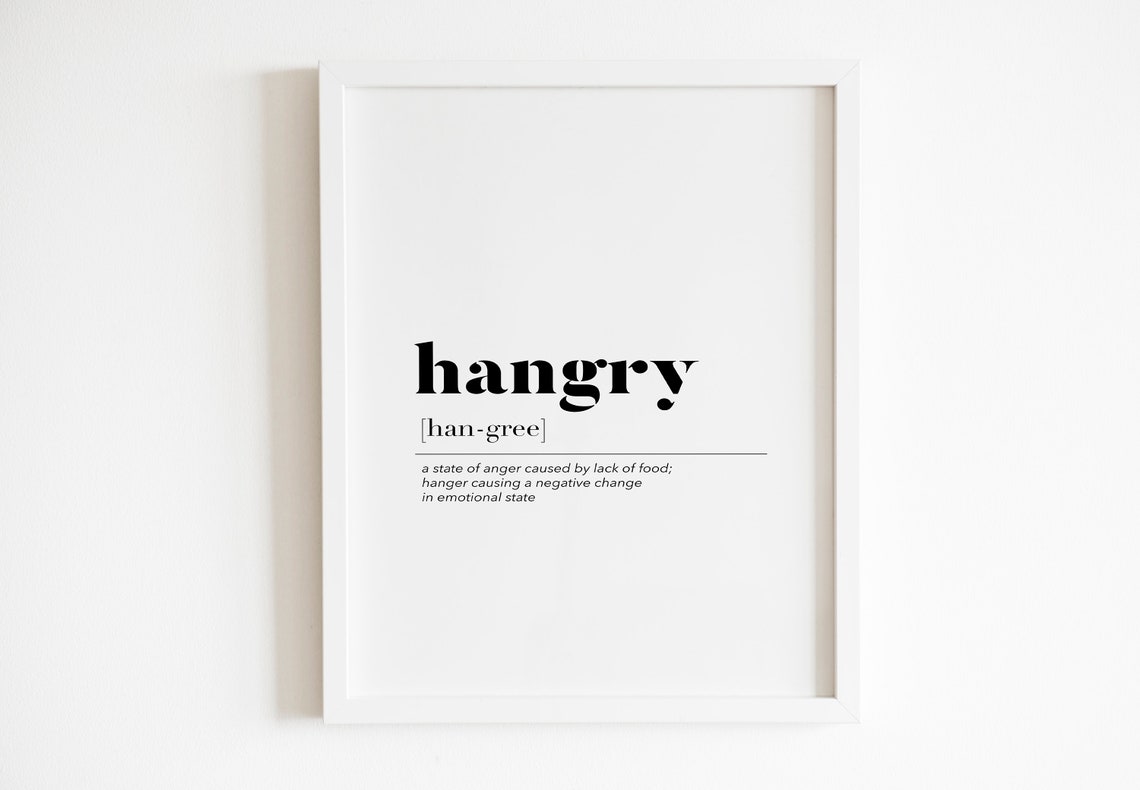 Hangry Definition Funny Dictionary Humor Typography Wall Poster