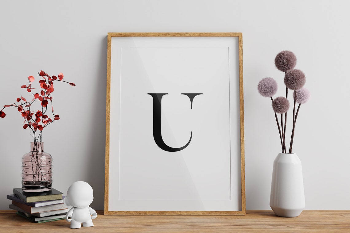Letter U Modern Serif Monogram Initial Typography Wall Poster - Image 2
