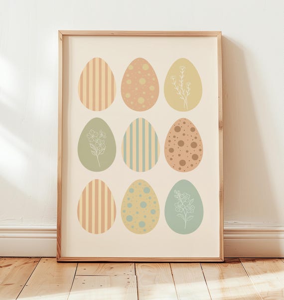 Easter Eggs Pastel Patterned Spring Modern Holiday Art Poster
