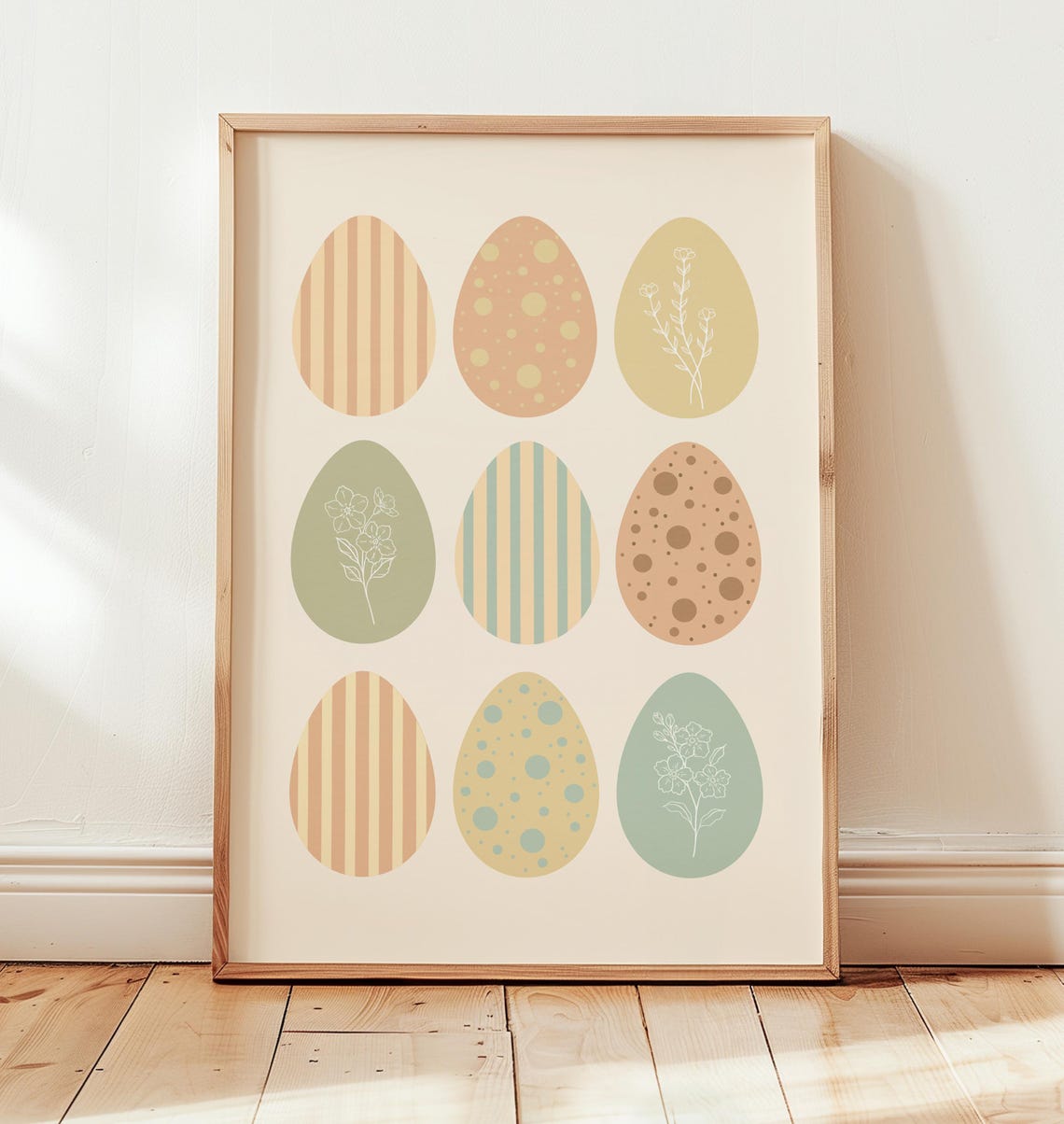 Easter Eggs Pastel Patterned Spring Modern Holiday Art Poster