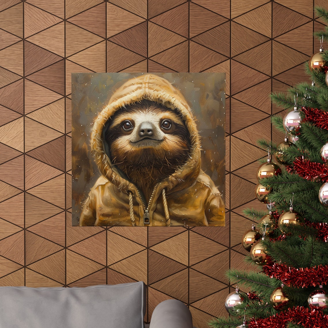 Sloth Wearing A Hoodie, Funny Sloth Art Print - Image 4