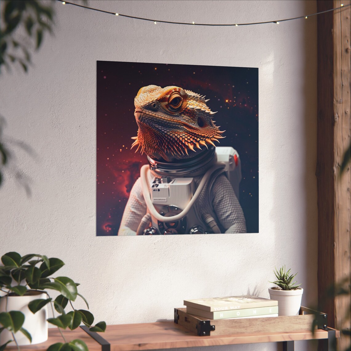 Space Bearded Dragon Astronaut Poster, Reptile Humor