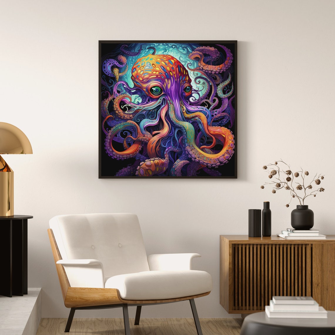 Rainbow Octopus Psychedelic Festival Art Print - Image 4