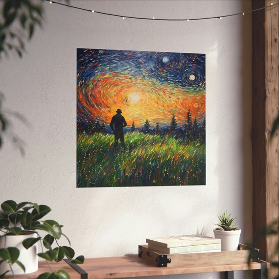Van Gogh Prairie Landscape, Post-Impressionist Art Print