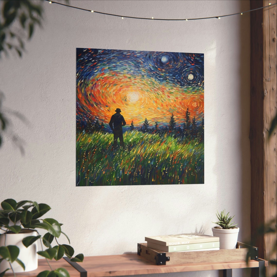 Van Gogh Prairie Landscape, Post-Impressionist Art Print