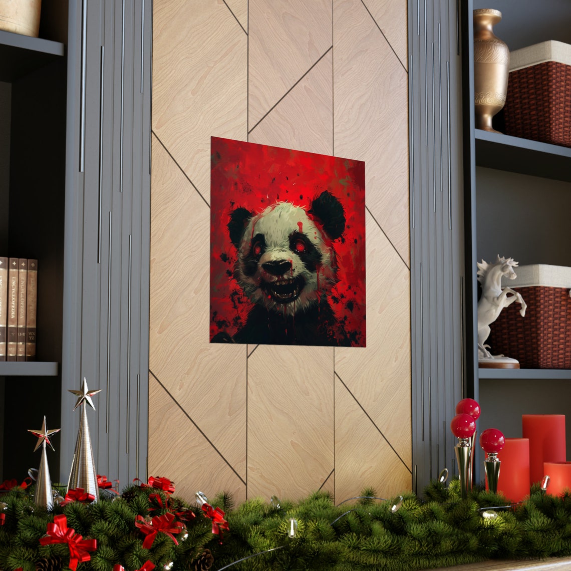 Ravaged Zombie Panda Bear, Scary Abstract Wall Art - Image 3