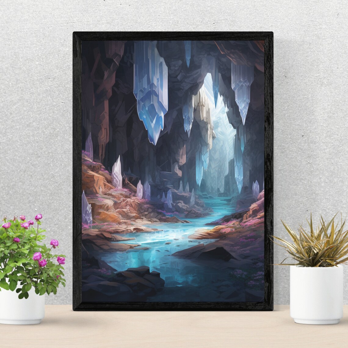 River Flowing Through Crystal Cave, Cave Decor Poster - Image 2