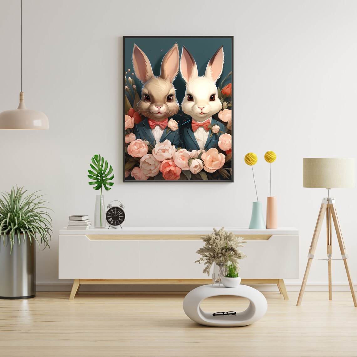 Rabbits In Suits, Surreal Animal Poster - Image 2