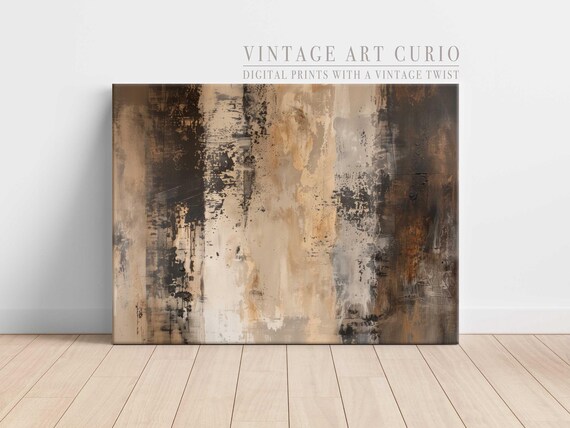 Neutral Abstract Art Print Beige Black Scandinavian Decor