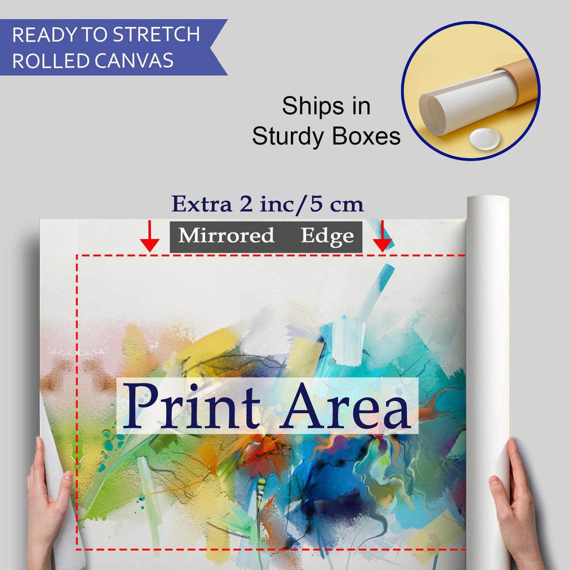 Abstract Colorful Brushstrokes White Canvas Modern Acrylic Art Poster - Image 4