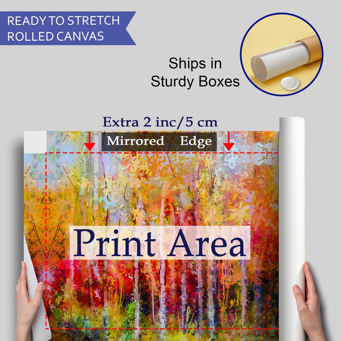 Abstract Autumn Birch Forest Red Orange Gold Modern Art Poster - Image 4