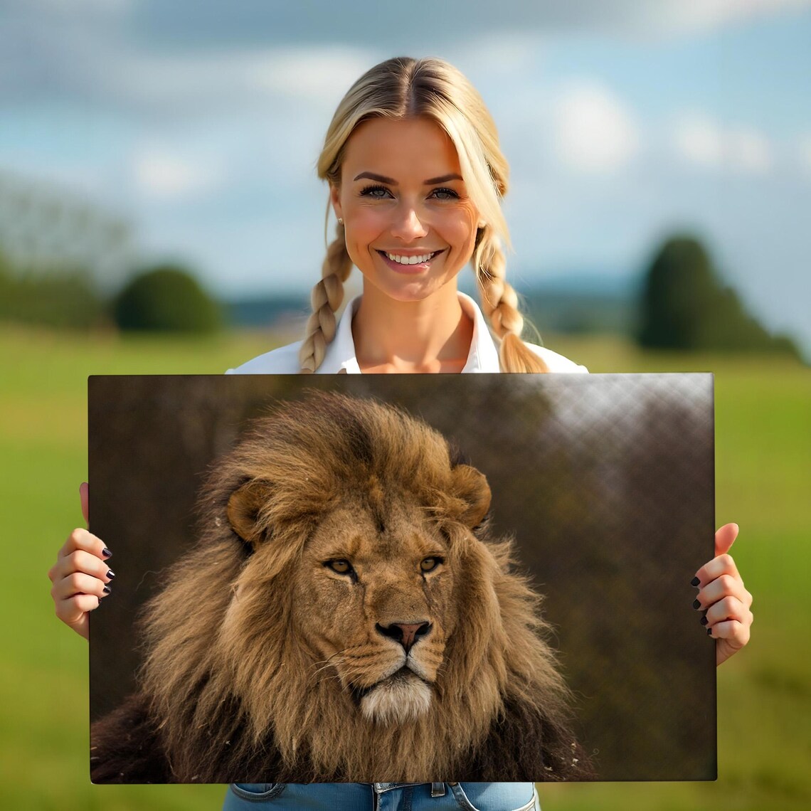 Majestic Wild Male Lion Portrait Wildlife Photography Art Poster - Image 5