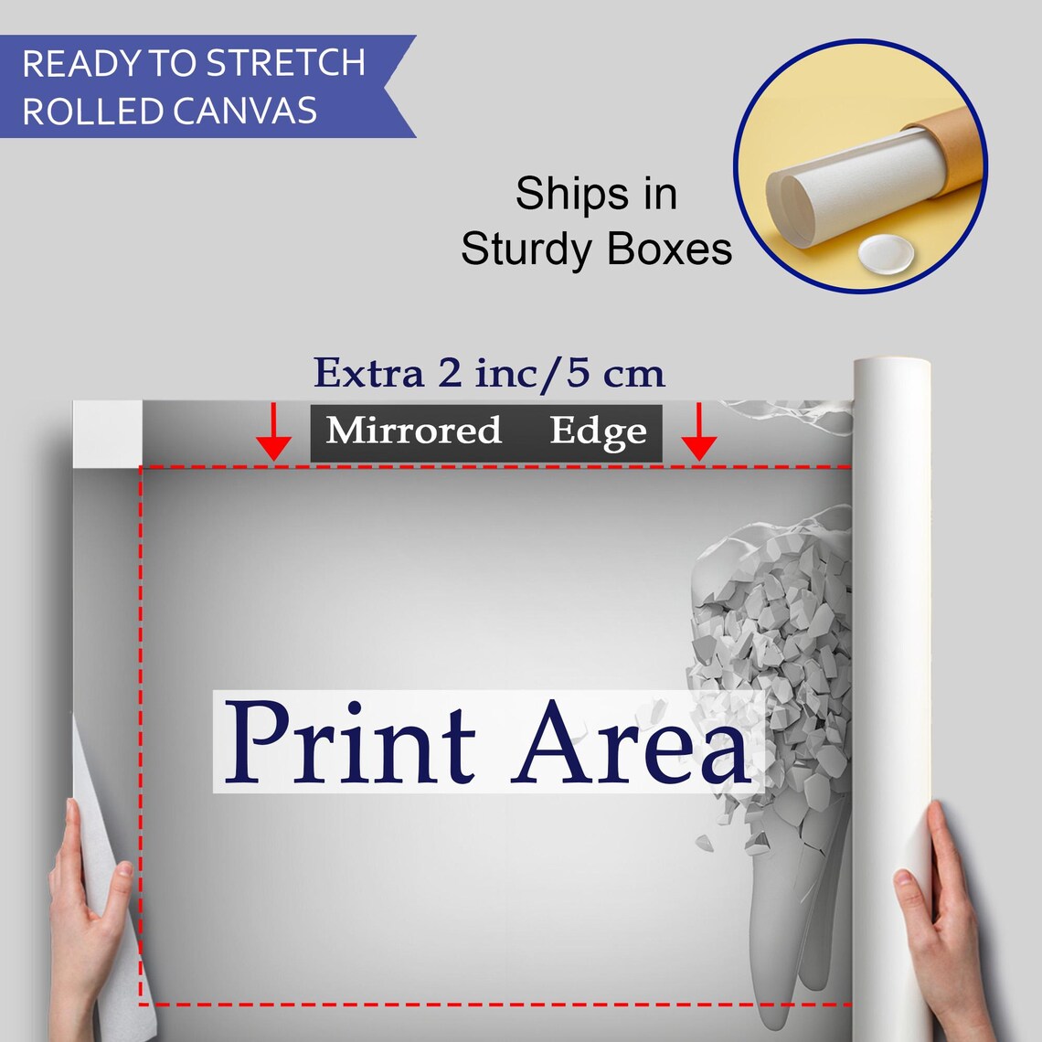 Crumbling Giant Tooth 3D White Surreal Dental Decor Art Poster - Image 4