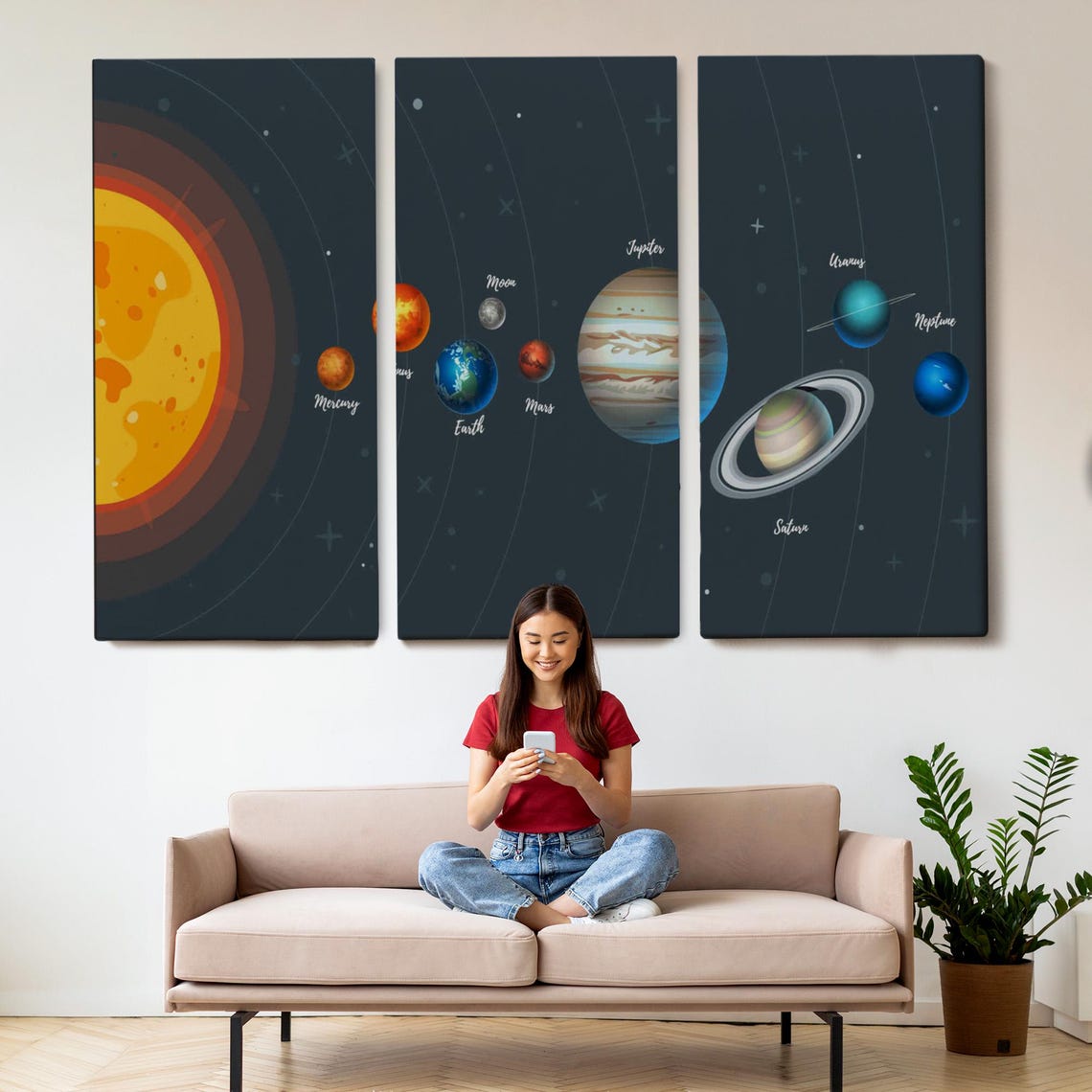 Solar System Planets Educational Chart Space Science Kids Room Poster - Image 2