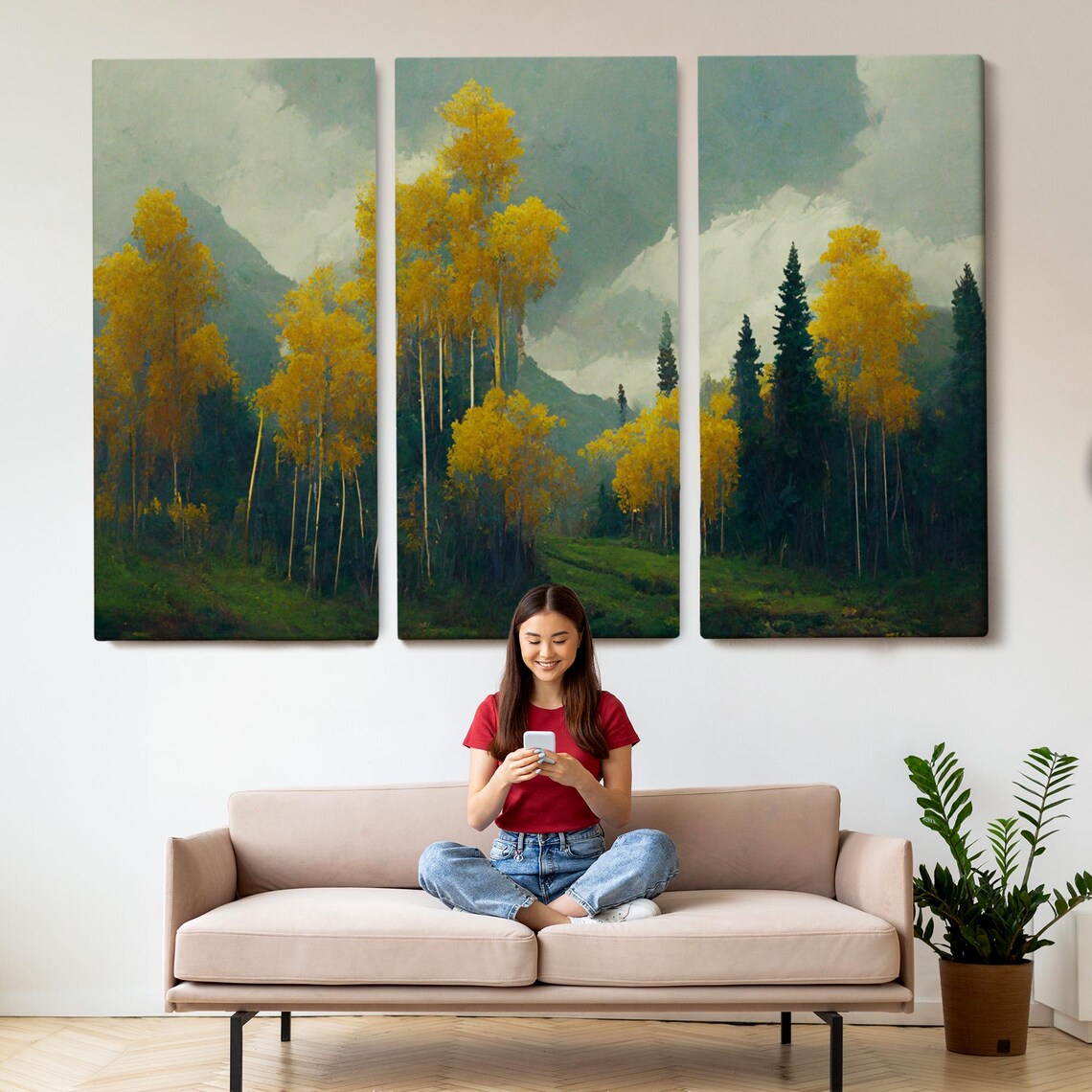 Forest Landscape On The Slope Landscape Wall Table Nature Wall Decor Nature Print Nature Decor - Image 2