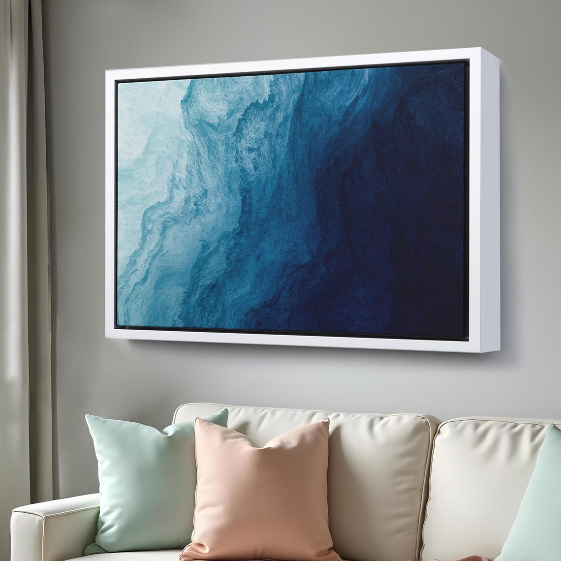 Ocean Layers Aerial Blue Gradient Abstract Waves Modern Poster - Image 3