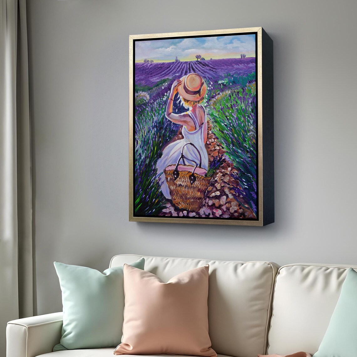Woman In Straw Hat Lavender Field Provence France Travel Poster - Image 4