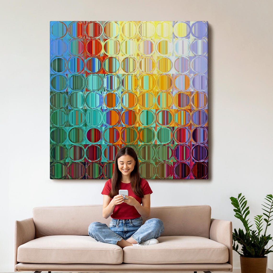 Colorful Glass Circles Abstract Geometric Rainbow Pattern Wall Art - Image 3