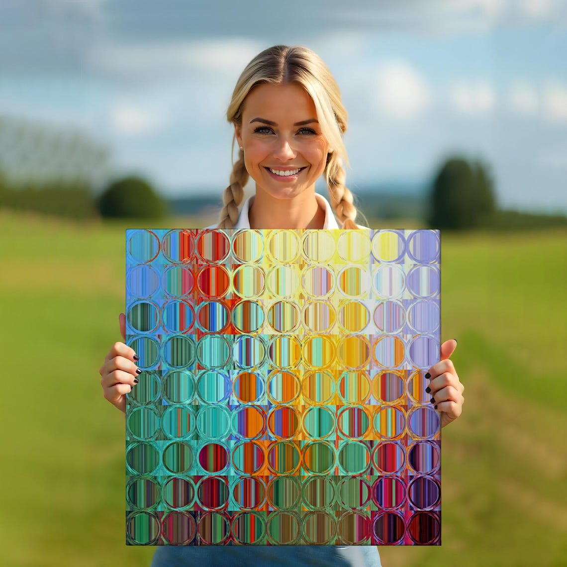 Colorful Glass Circles Abstract Geometric Rainbow Pattern Wall Art - Image 5