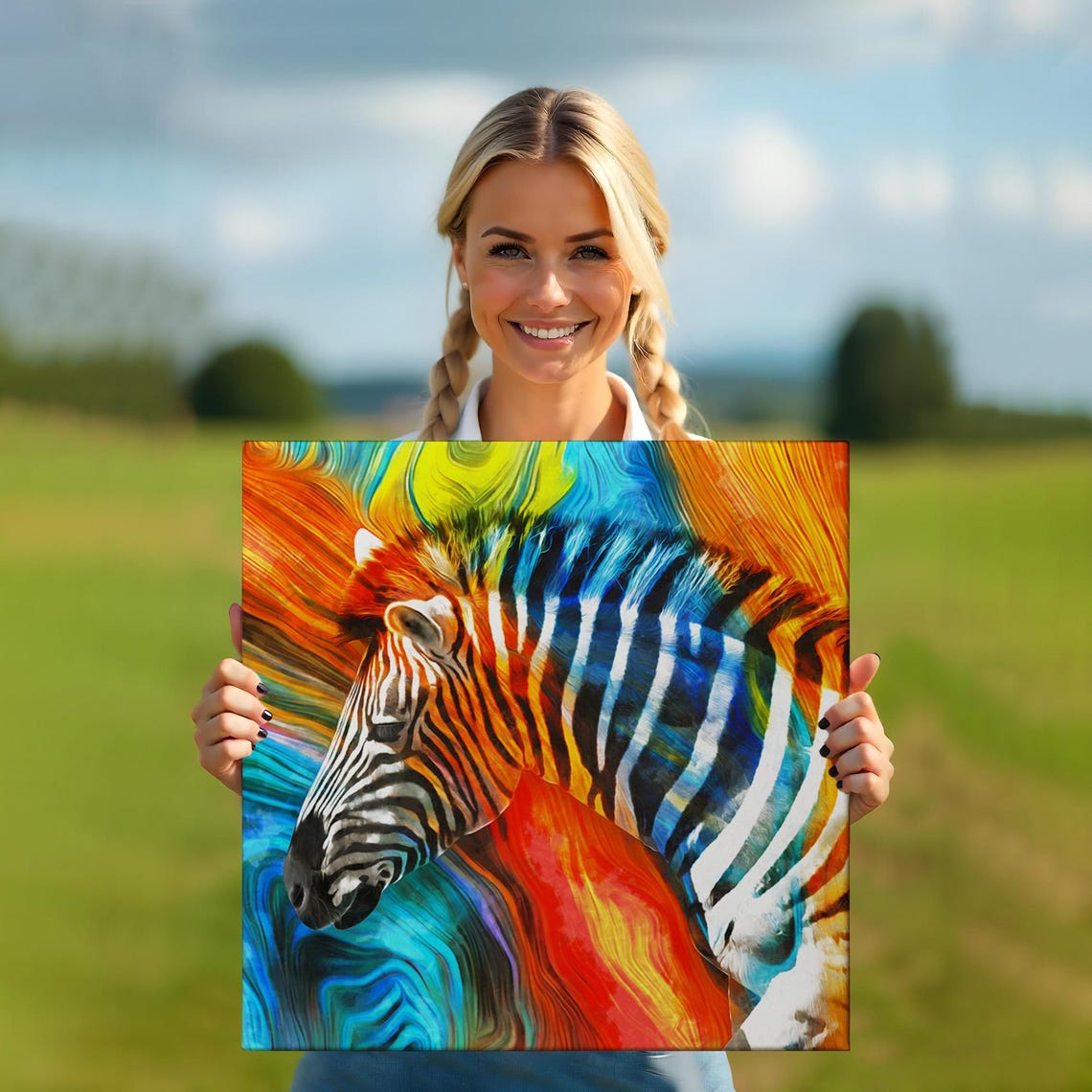 Zebra Profile Psychedelic Colorful Swirl Abstract Animal Art Poster - Image 5