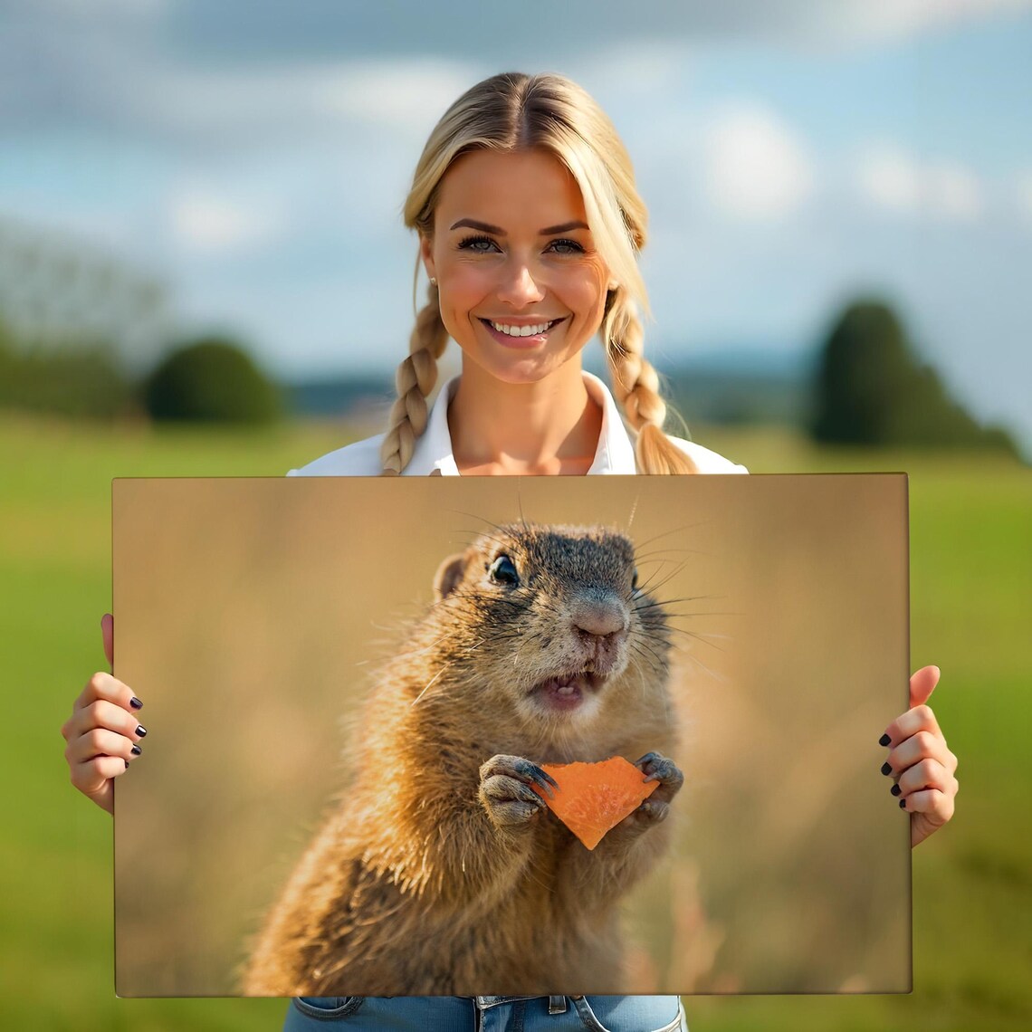 Cute Squirrel Eating Carrot Funny Wildlife Close Up Photo Wall Art - Image 5